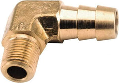 ANDERSON METALS - 3/8 NPT Thread Hose Barb x Male NPT 90° Elbow - 3/8" ID Hose, Lead Free Brass - Caliber Tooling