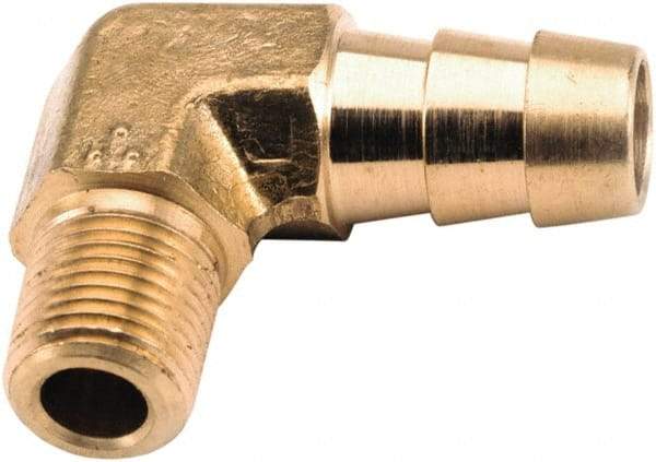 ANDERSON METALS - 3/8 NPT Thread Hose Barb x Male NPT 90° Elbow - 1/2" ID Hose, Lead Free Brass - Caliber Tooling