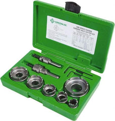 Greenlee - 11 Piece, 7/8 to 2-1/2" Cutter Diam, 0.187" Cutting Depth, Carbide Annular Cutter Set - Oxide Finish - Caliber Tooling