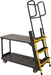 Ballymore - 63" 3 Step Ladder/Cart - Merchandise Ladder Cart, 1,000 Lb Capacity, 28" Platform Height, 21" Base Width x 51" Base Depth, Abrasive Mat Tread - Caliber Tooling