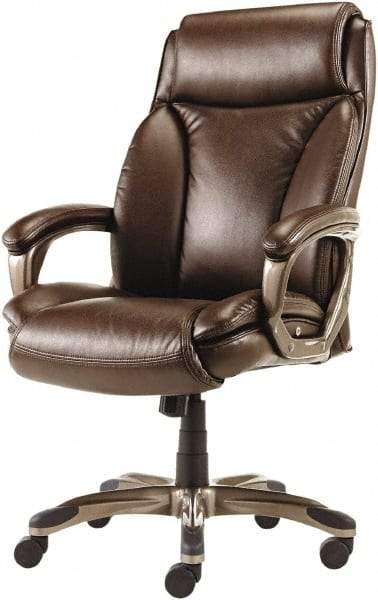 ALERA - 47" High Executive High Back Leather Chair - 27" Wide x 30-3/8" Deep, Leather Seat, Brown - Caliber Tooling