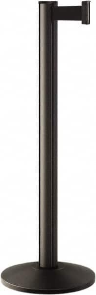 Lavi Industries - 40" High, 2-3/4" Pole Diam, Stanchion - 14" Base Diam, Dome Cast Iron Base, Polished Chrome (Color) Aluminum Post, 7' x 2" Tape, Single Line Tape - Caliber Tooling