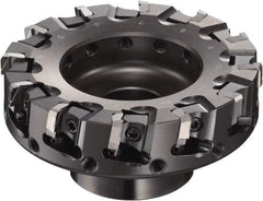 Sumitomo - 3" Cut Diam, 3/8" Arbor Hole, 2" Max Depth of Cut, 90° Indexable Chamfer & Angle Face Mill - 9 Inserts, NF-LDEN Insert, Right Hand Cut, 9 Flutes, Through Coolant, Series HF - Caliber Tooling