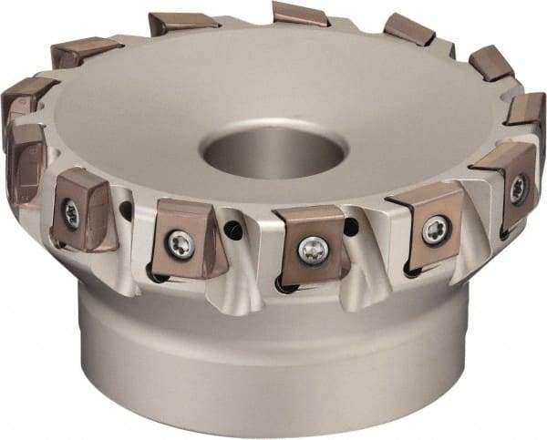 Sumitomo - 9 Inserts, 4" Cut Diam, 4.85" Arbor Diam, 12mm Max Depth of Cut, Indexable Square-Shoulder Face Mill - 0/90° Lead Angle, 2" High, LNEX1306.. Insert Compatibility, Through Coolant, Series TSX - Caliber Tooling