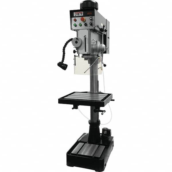 Jet - 10-7/16" Swing, Geared Head Drill & Tap Press - Variable Speed, 2 hp, Three Phase - Caliber Tooling