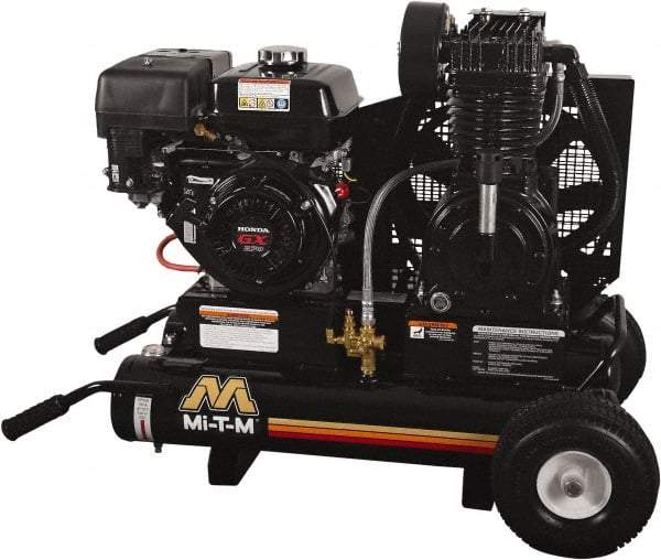 MI-T-M - 9.0 hp, 17.2 CFM, 175 Max psi, Two Stage Portable Fuel Air Compressor - Honda GX270 OHV Engine - Caliber Tooling