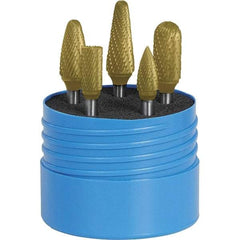 SGS Pro - 5 Piece, 1/4" Shank Burr Set - Tungsten Carbide, Multiple Head Shape - Caliber Tooling