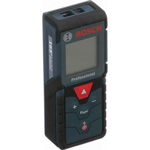 Bosch - 165' Range, Laser Distance Finder - 2 AAA Batteries Required, Accurate to 1/16", Comes with 2 AAA Batteries, Hand Strap, 5 Target Cards, Pouch - Caliber Tooling