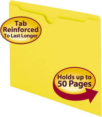 SMEAD - 8-1/2 x 11", Letter Size, Yellow, Colored Folders with Double-Ply Tabs - 11 Point Stock, Straight Tab Cut Location - Caliber Tooling