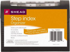 SMEAD - 8-1/2 x 11", Letter Size, Black, A-Z Indexed Expanding Files - 1/6 Tab Cut Location - Caliber Tooling