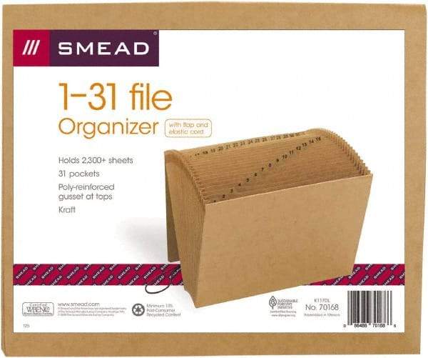 SMEAD - 8-1/2 x 11", Letter Size, Kraft, 1-31 Indexed Expanding Files - Assorted Tab Cut Location - Caliber Tooling