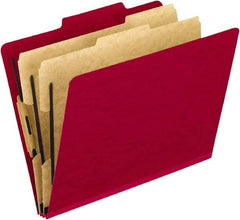 Pendaflex - 8-1/2 x 11", Letter Size, Scarlet, Classification Folders with Top Tab Fastener - 20 Point Stock, Right of Center Tab Cut Location - Caliber Tooling