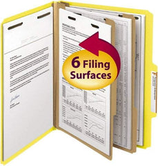 SMEAD - 8-1/2 x 11", Letter Size, Yellow, Classification Folders with Top Tab Fastener - 14 Point Stock, Right of Center Tab Cut Location - Caliber Tooling