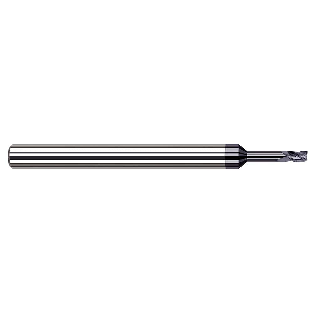 Square End Mill: 0.011'' Dia, 1/64'' LOC, 1/8'' Shank Dia, 2-1/2'' OAL, 3 Flutes, Solid Carbide Single End, AlTiN Finish, 30 ° Helix, Centercutting, RH Cut, RH Flute