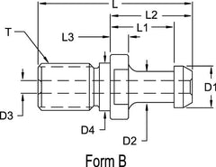 Accupro - B Style, BT40 Taper, M16x2 Thread, 90° Angle Radius, High Torque Retention Knob - 2.3622" OAL, 0.5906" Knob Diam, 1.1024" Flange Thickness, 1.3779" from Knob to Flange, 0.6693" Pilot Diam - Exact Industrial Supply