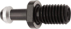 Accupro - C Style, BT30 Taper, M12x1.75 Thread, 60° Angle Radius, High Torque Retention Knob - 1.693" OAL, 0.4331" Knob Diam, 0.7087" Flange Thickness, 0.9055" from Knob to Flange, 0.4921" Pilot Diam, 0.0984" Coolant Hole, Through Coolant - Exact Industrial Supply