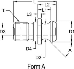 Accupro - A Style, BT40 Taper, M16x2 Thread, 45° Angle Radius, High Torque Retention Knob - 1-5/8" OAL, 0.74" Knob Diam, 0.44" Flange Thickness, 0.64" from Knob to Flange, 0.6693" Pilot Diam - Exact Industrial Supply