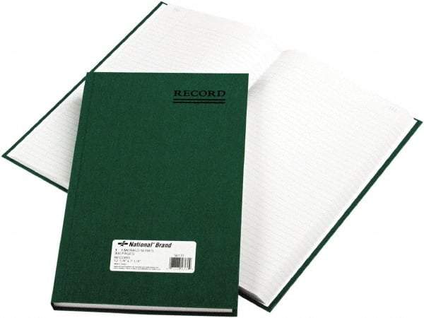 National Brand - 300 Sheet, 7-1/4 x 12-1/4", Record Rule Accounting Book - Green - Caliber Tooling