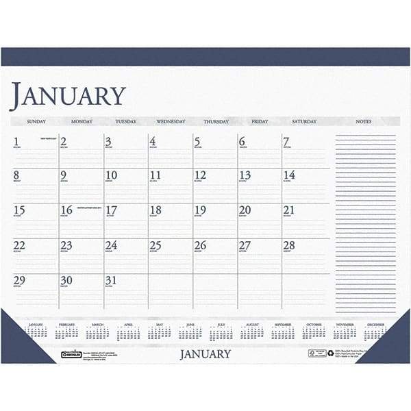 House of Doolittle - 12 Sheet, 18-1/2 x 13", Desk Calendar - White & Blue - Caliber Tooling