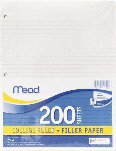 Mead - 200 Sheet, 8-1/2 x 11", College Ruled Filler Paper - White - Caliber Tooling