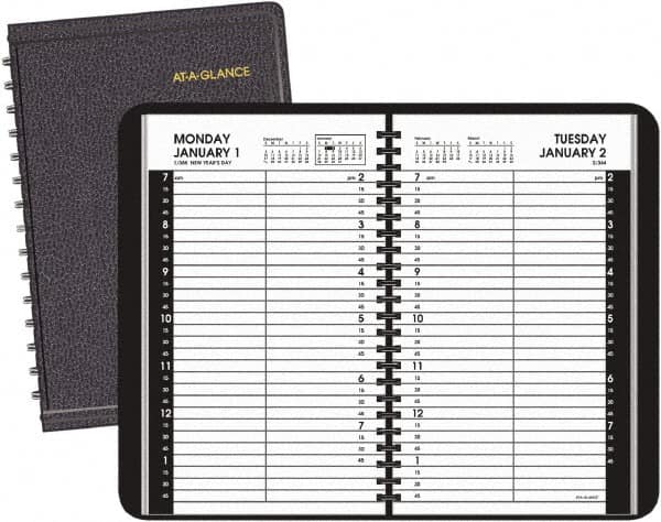 AT-A-GLANCE - 365 Sheet, 4-7/8 x 8", Appointment Book - Black - Caliber Tooling