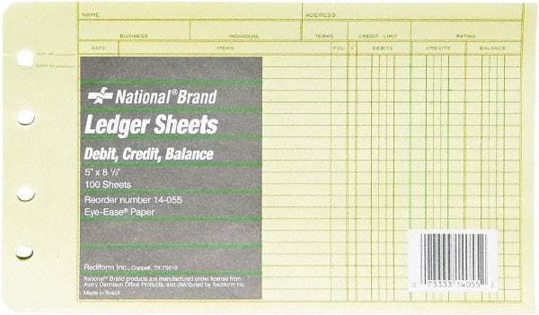 National Brand - 100 Sheet, 5 x 8-1/2", Ledger Refill Sheets - Green - Caliber Tooling