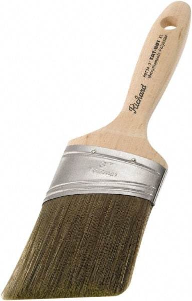 Richard - 3" Oval/Angle Polyester Angular Brush - 3-1/4" Bristle Length, 5-3/4" Wood Sash Handle - Caliber Tooling