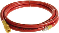 Continental ContiTech - 3/8" ID x 0.6" OD 3' Long Multipurpose Air Hose - Industrial Interchange Safety Coupler x Male Plug Ends, 300 Working psi, -10 to 158°F, 1/4" Fitting, Red - Caliber Tooling