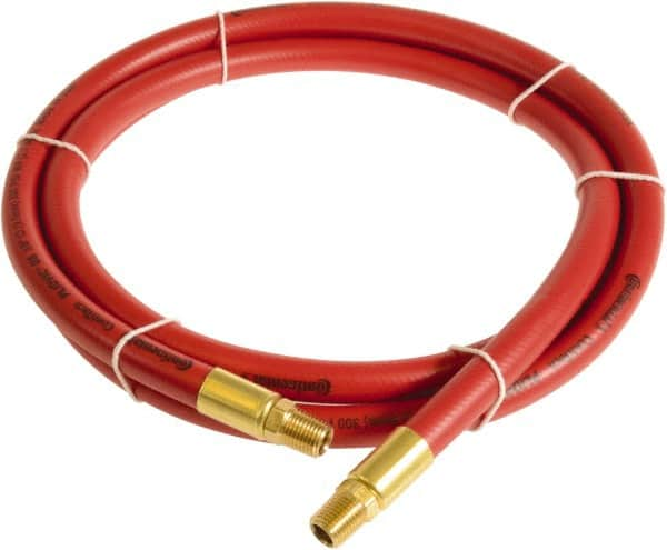 Continental ContiTech - 3/8" ID x 0.6" OD 5' Long Multipurpose Air Hose - MNPT x MNPT Ends, 300 Working psi, -10 to 158°F, 1/4" Fitting, Red - Caliber Tooling