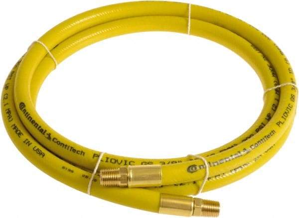 Continental ContiTech - 1/4" ID x 0.45" OD 5' Long Multipurpose Air Hose - MNPT x MNPT Ends, 300 Working psi, -10 to 158°F, 1/4" Fitting, Yellow - Caliber Tooling