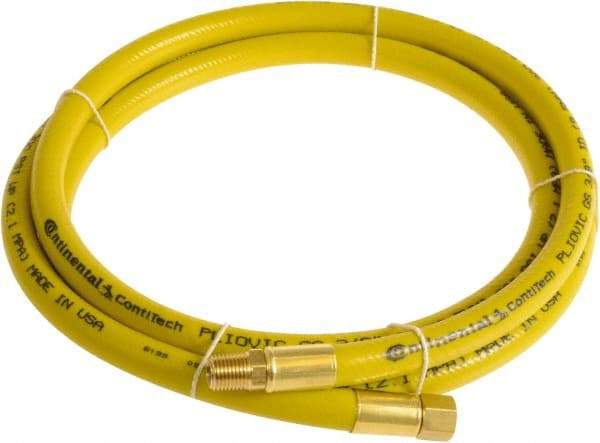 Continental ContiTech - 3/8" ID x 0.6" OD 5' Long Multipurpose Air Hose - MNPT x FNPT Ends, 300 Working psi, -10 to 158°F, 1/4" Fitting, Yellow - Caliber Tooling