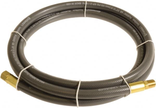 Continental ContiTech - 1/2" ID x 0.78" OD 10' Long Multipurpose Air Hose - MNPT x FNPT Ends, 300 Working psi, -10 to 158°F, 1/2" Fitting, Gray - Caliber Tooling