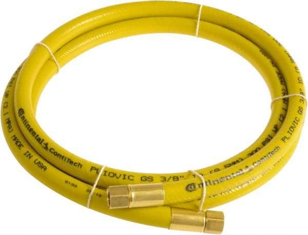 Continental ContiTech - 3/8" ID x 0.6" OD 100' Long Multipurpose Air Hose - FNPT x FNPT Ends, 300 Working psi, -10 to 158°F, 1/4" Fitting, Yellow - Caliber Tooling