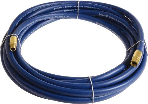 Continental ContiTech - 3/8" ID x 0.6" OD 20' Long Multipurpose Air Hose - MNPT x FNPT Ends, 300 Working psi, -10 to 158°F, 1/4" Fitting, Blue - Caliber Tooling