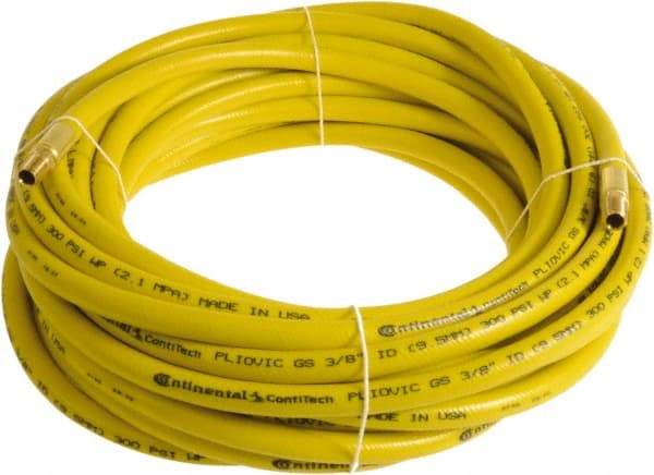 Continental ContiTech - 3/8" ID x 0.6" OD 75' Long Multipurpose Air Hose - MNPT x MNPT Ends, 300 Working psi, -10 to 158°F, 1/4" Fitting, Yellow - Caliber Tooling