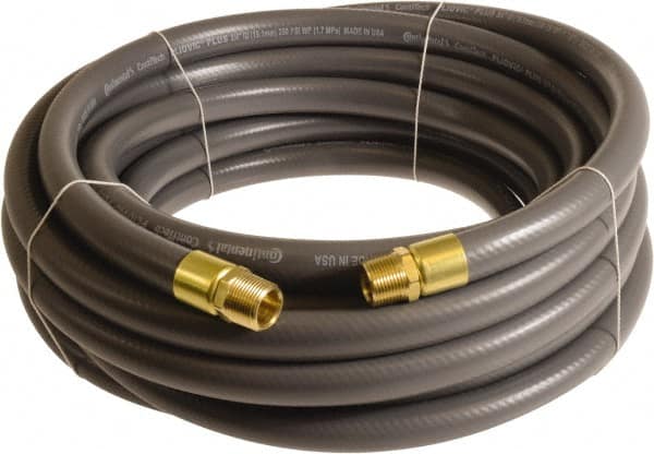 Continental ContiTech - 1" ID x 1.38" OD 100' Long Multipurpose Air Hose - MNPT x MNPT Ends, 250 Working psi, -10 to 158°F, 1" Fitting, Gray - Caliber Tooling