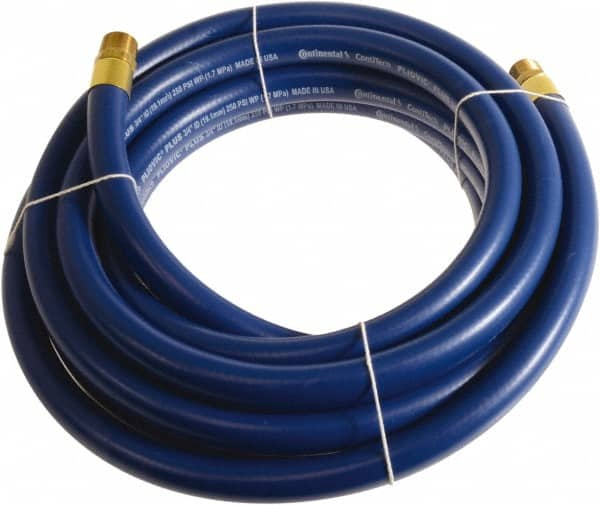 Continental ContiTech - 3/4" ID x 1.11" OD 25' Long Multipurpose Air Hose - MNPT x MNPT Ends, 250 Working psi, -10 to 158°F, 3/4" Fitting, Blue - Caliber Tooling