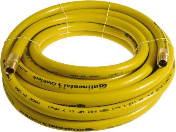 Continental ContiTech - 1" ID x 1.38" OD 75' Long Multipurpose Air Hose - MNPT x MNPT Ends, 250 Working psi, -10 to 158°F, 1" Fitting, Yellow - Caliber Tooling