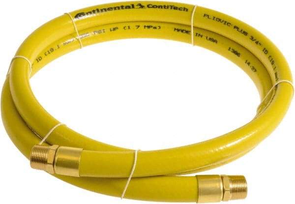 Continental ContiTech - 3/4" ID x 1.11" OD 5' Long Multipurpose Air Hose - MNPT x MNPT Ends, 250 Working psi, -10 to 158°F, 3/4" Fitting, Yellow - Caliber Tooling