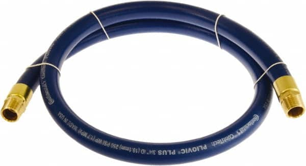 Continental ContiTech - 1" ID x 1.38" OD 3' Long Multipurpose Air Hose - MNPT x MNPT Ends, 250 Working psi, -10 to 158°F, 1" Fitting, Blue - Caliber Tooling