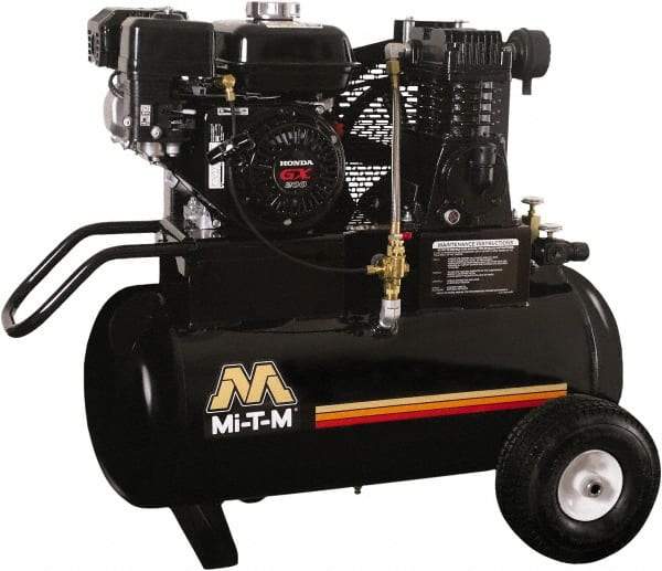 MI-T-M - 6.5 hp, 13.9 CFM, 90 Max psi, Single Stage Portable Fuel Air Compressor - Honda GX200 OHV Engine - Caliber Tooling