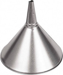 Funnel King - 2 Qt Capacity Galvanized Steel Funnel - 8-3/8" Mouth OD, 1/2" Tip OD, 3-1/8" Straight Spout, Silver - Caliber Tooling