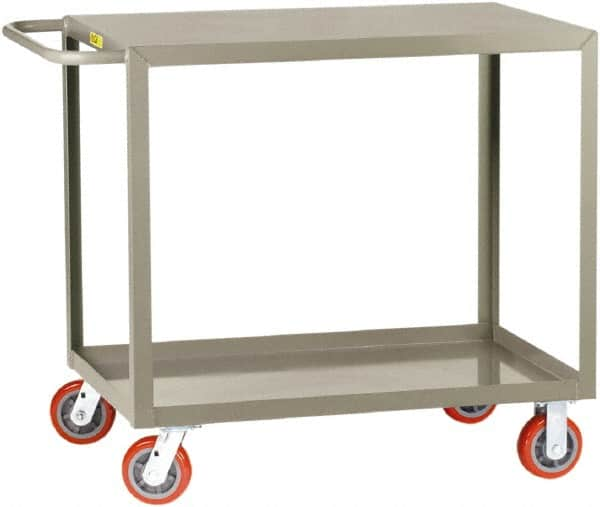 Little Giant - 2,000 Lb Capacity, 30" Wide x 66" Long x 36" High Shelf Cart - 2 Shelf, Steel, 2 Rigid/2 Swivel Casters - Caliber Tooling