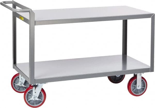 Little Giant - 3,600 Lb Capacity, 30" Wide x 66" Long x 36" High Shelf Cart - 2 Shelf, Steel, 2 Rigid/2 Swivel Casters - Caliber Tooling