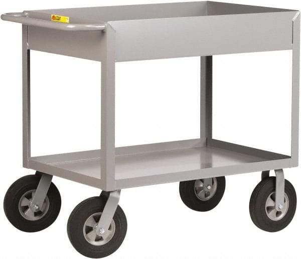 Little Giant - 1,200 Lb Capacity, 24" Wide x 42" Long x 36-1/2" High Deep Shelf Cart - 2 Shelf, Steel, 2 Rigid/2 Swivel Casters - Caliber Tooling