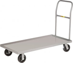 Little Giant - 1,600 Lb Capacity Steel Platform Truck - Steel Deck, 18" OAW, 32" Platform Length x 8-1/2" Platform Height, Mold-On Rubber Casters - Caliber Tooling