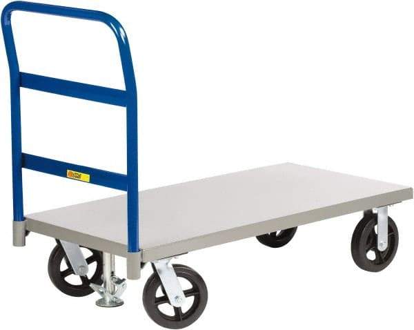 Little Giant - 2,400 Lb Capacity Steel Platform Truck - Steel Deck, 24" OAW, 48" Platform Length x 11" Platform Height, Mold-On Rubber Casters - Caliber Tooling