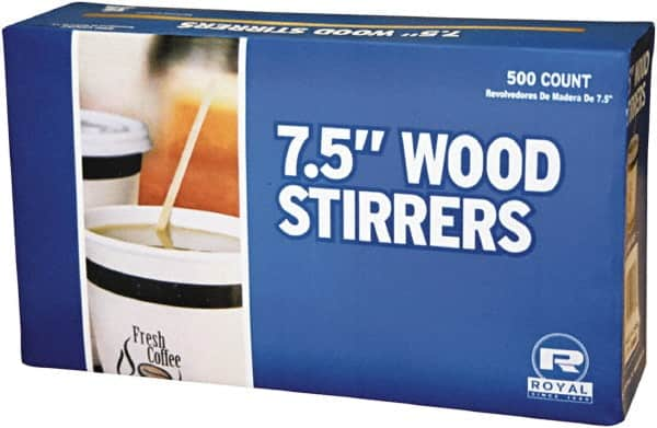 Royal Paper - Wood Coffee Stirrers, 7 1/2" Long, Woodgrain, 500 Stirrers/Box, 10 Boxes/Carton - Caliber Tooling