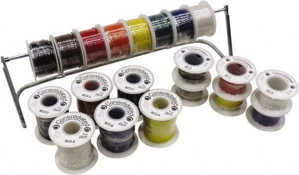 Made in USA - 18 AWG, 16 Strand, 100' OAL, Tinned Copper Hook Up Wire - Black, White, Red, Green & Blue PVC Jacket - Caliber Tooling