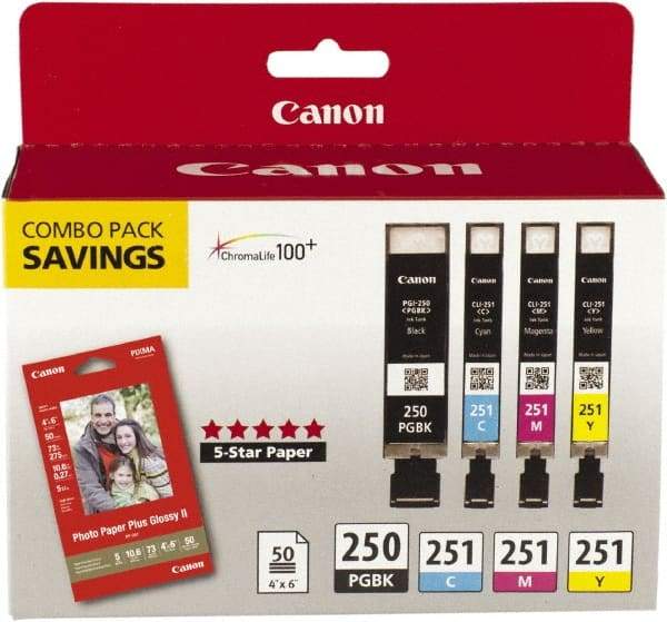 Canon - Ink & Paper Combo - Use with Canon PIXMA iP7220, iP7250, iP8720, iX6820, MG5420, MG5450, MG5520, MG5620, MG6320, MG6420, MG6620, MG7120, MX922 - Caliber Tooling